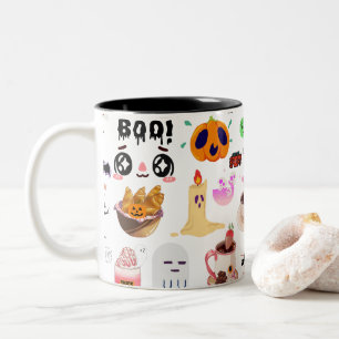 Caneca De Café Em Dois Tons Mikitiez anime café giro, croissant de halloween