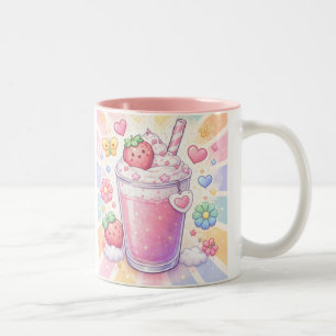 Caneca De Café Em Dois Tons Milkshake Sonhos de Morango