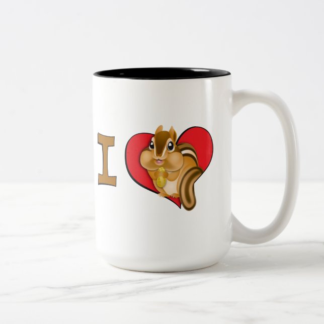 Caneca De Café Em Dois Tons Mim chipmunks do coração (Direita)