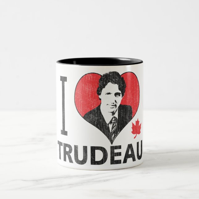 Caneca De Café Em Dois Tons Mim coração Trudeau (Centro)