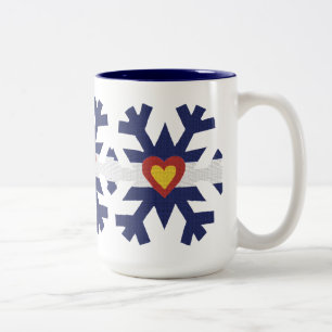 Caneca De Café Em Dois Tons Mim floco de neve da bandeira de Colorado do