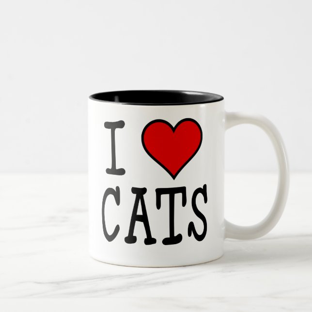 Caneca De Café Em Dois Tons Mim gatos do coração (Direita)