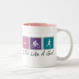 Caneca De Café Em Dois Tons mim tri como uma menina (Triathlete)