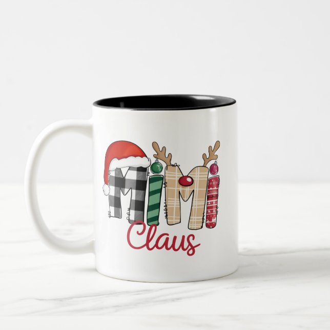 Caneca De Café Em Dois Tons Mimi Claus Natal Vovó Gift Xmas (Esquerda)