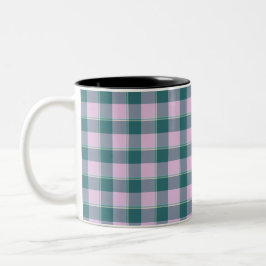 Caneca De Café Em Dois Tons Ming e Melanie Xadrez Rosa Turquesa