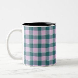 Caneca De Café Em Dois Tons Ming e Melanie Xadrez Rosa Turquesa