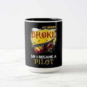 Caneca De Café Em Dois Tons Minha Broom Quebrou Então Eu Tornei-Me Um Presente