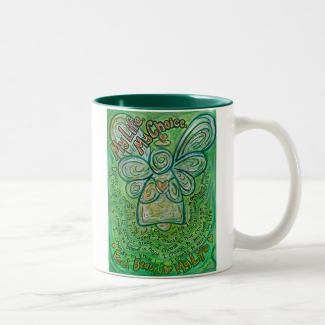 Caneca De Café Em Dois Tons Minha Cancer Verde Angel Mug (Direita)