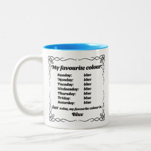 Caneca De Café Em Dois Tons Minha cor favorita é azul