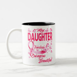Caneca De Café Em Dois Tons Minha Filha, Cancer do Guerreiro de Fita Rosa