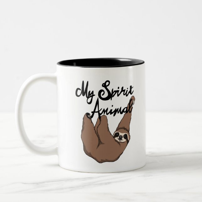 Caneca De Café Em Dois Tons Minha preguiça bonito animal do espírito (Esquerda)