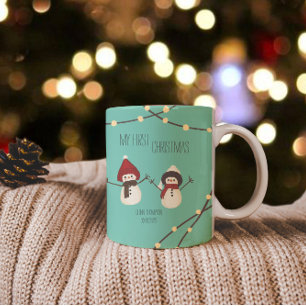 Caneca De Café Em Dois Tons Minha Primeira Ilustração de Boneco de Neve de Nat