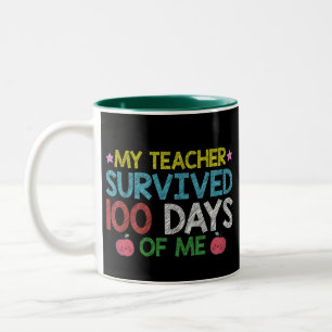 Caneca De Café Em Dois Tons Minha Professora Sobreviveu ao 100º Dia da Minha E