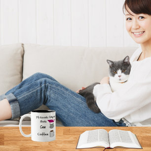 Caneca De Café Em Dois Tons Minhas coisas favoritas Livros, Gatos, Café