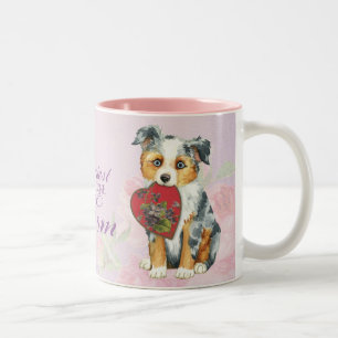 Caneca De Café Em Dois Tons Mini American Shepherd Heart Mãe