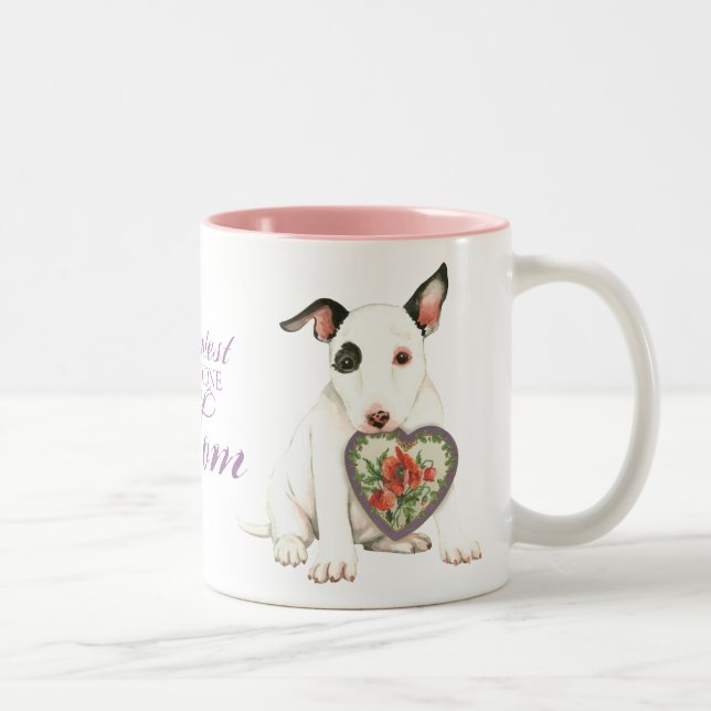 Caneca De Café Em Dois Tons Miniatura Bull Terrier Heart Mãe (Direita)