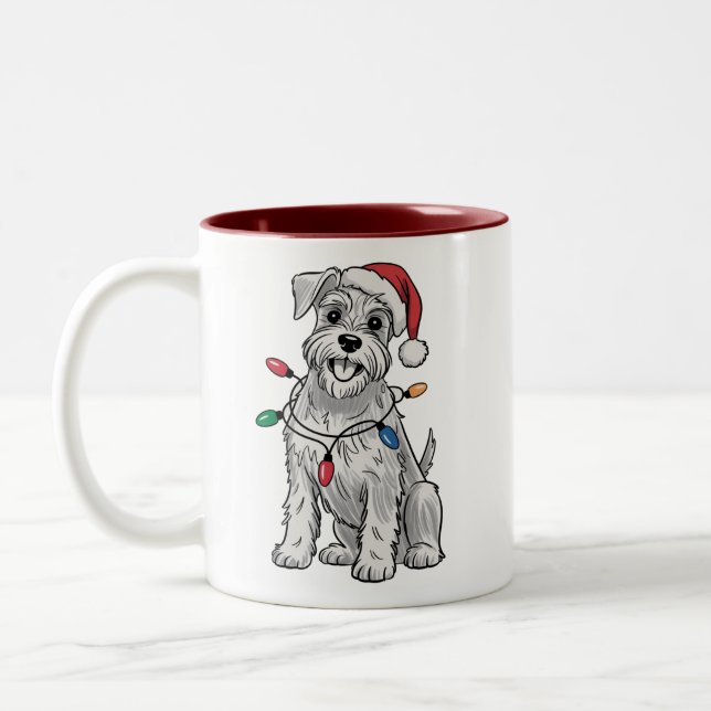 Caneca De Café Em Dois Tons Miniatura Schnauzer Natal Xmas Dog Dover Gift (Esquerda)