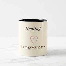 Caneca De Café Em Dois Tons Minimal Aesthetic Quote Design “Healing Looks Good