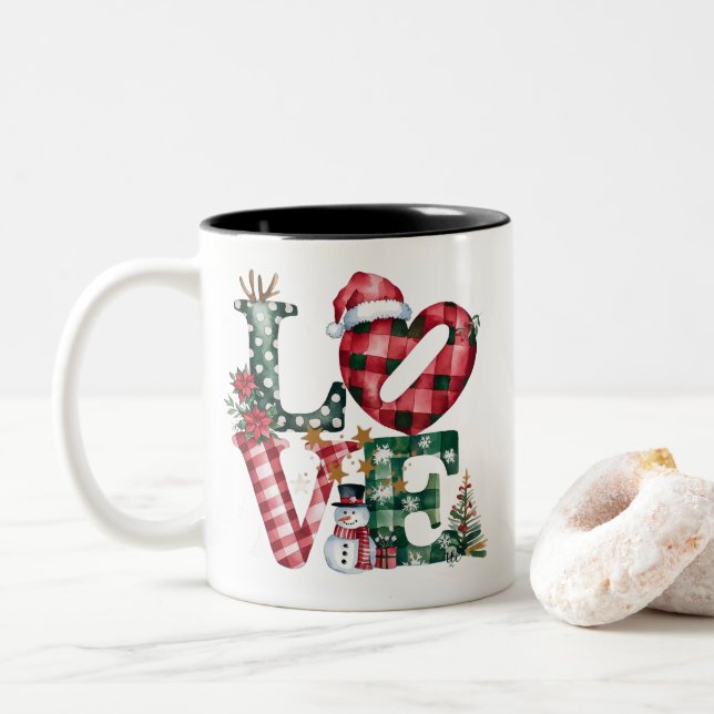 Caneca De Café Em Dois Tons Minimal Golden Christmas Tree Card | Elegant Holid (Com Donut)