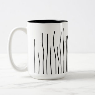 Caneca De Café Em Dois Tons Minimalismo das Linhas Brancas Negras de abstrato