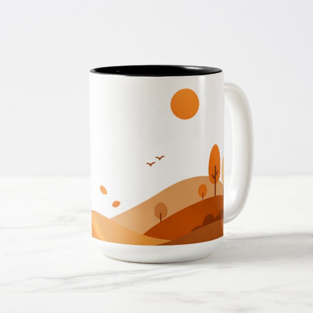 Caneca De Café Em Dois Tons Minimalist Autumn Landscape Coffee Mug (Frente Esquerda)