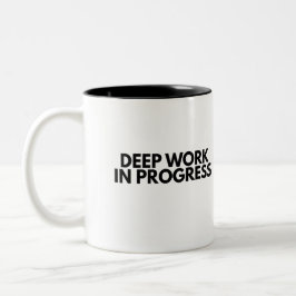 Caneca De Café Em Dois Tons Minimalist Deep Work In Progress Office Typography