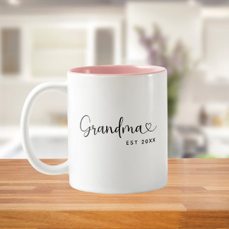 Caneca De Café Em Dois Tons Minimalist Grandma Established Elegant Script 