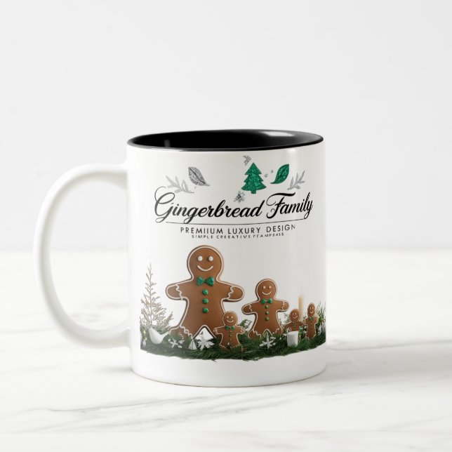 Caneca De Café Em Dois Tons Minimalist Luxury Gingerbread Family Christmas  (Esquerda)