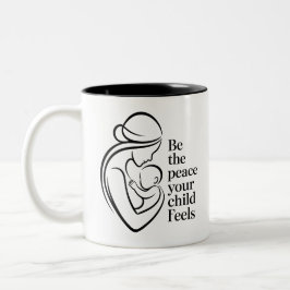 Caneca De Café Em Dois Tons Minimalist Mother Baby Line Art Quote