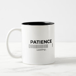 Caneca De Café Em Dois Tons Minimalist Patience Loading Typography Bar 
