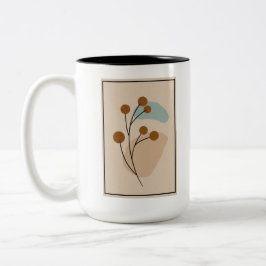 Caneca De Café Em Dois Tons Minimalista Abstrato Botânico Estética da Natureza