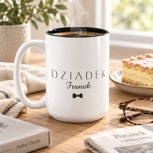 Caneca De Café Em Dois Tons Minimalista Dziadek [Nome]