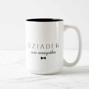 Caneca De Café Em Dois Tons Minimalista Dziadek wie wszystko Polonês Vovô