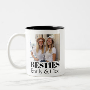 Caneca De Café Em Dois Tons Minimalista Moderno Chic Melhores Amigas Foto BFF 