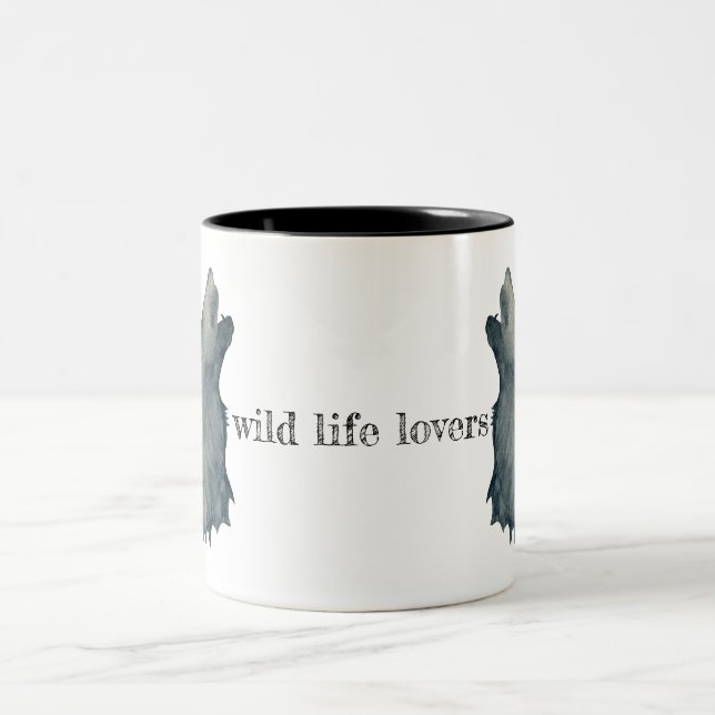 Caneca De Café Em Dois Tons Minimalistischer Wolfskopf (Centro)