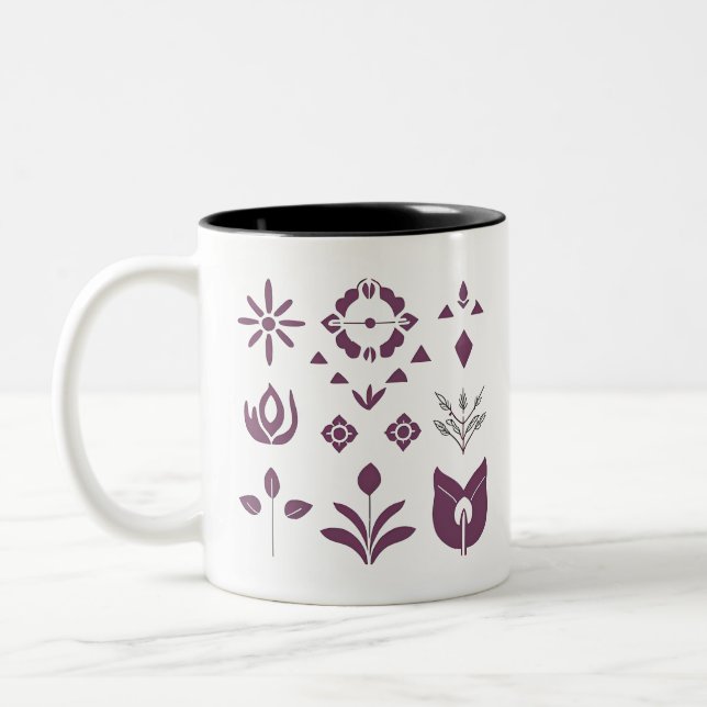 Caneca De Café Em Dois Tons Mínimo de Boho Style Mug - Aestética Neutral Moder (Esquerda)