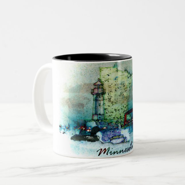Caneca De Café Em Dois Tons Minnesota Art Design (Frente Esquerda)