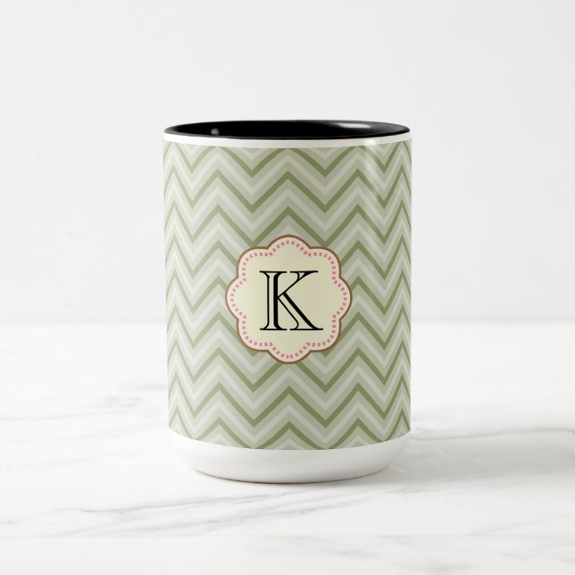 Caneca De Café Em Dois Tons Mint Chevron (Centro)