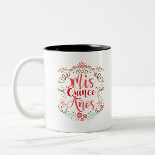 Caneca De Café Em Dois Tons Mis Quince Anos Quinceanera 15 Birthday
