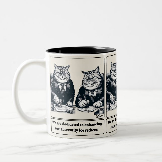 Caneca De Café Em Dois Tons Mischievous Meows: O Político Do Gato Crafado (Esquerda)