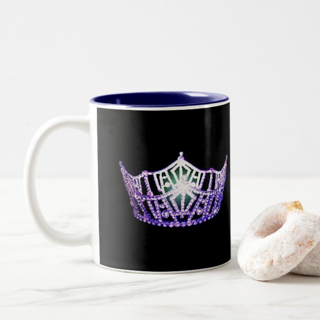 Caneca De Café Em Dois Tons Miss América estilo Purple Crown Mug (Com Donut)
