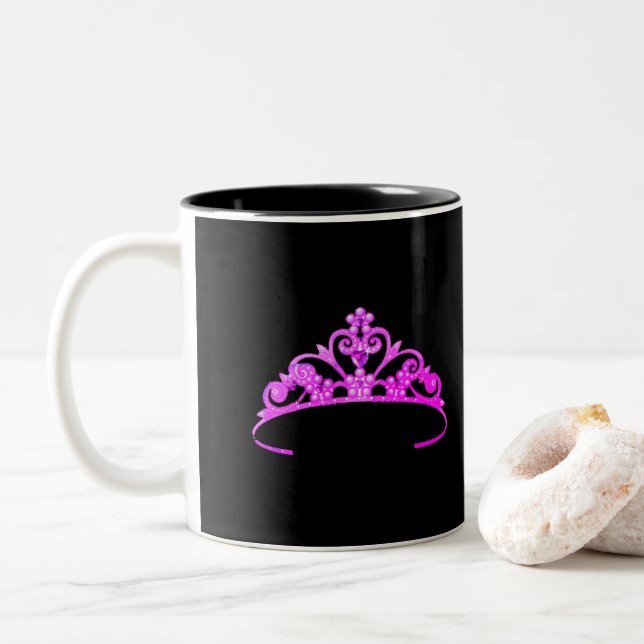 Caneca De Café Em Dois Tons Miss America Rodeo Princess Fuchsia Crown Mug (Com Donut)