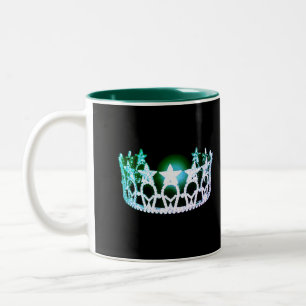 Caneca De Café Em Dois Tons Miss EUA estilo Green & Silver Crown Mug
