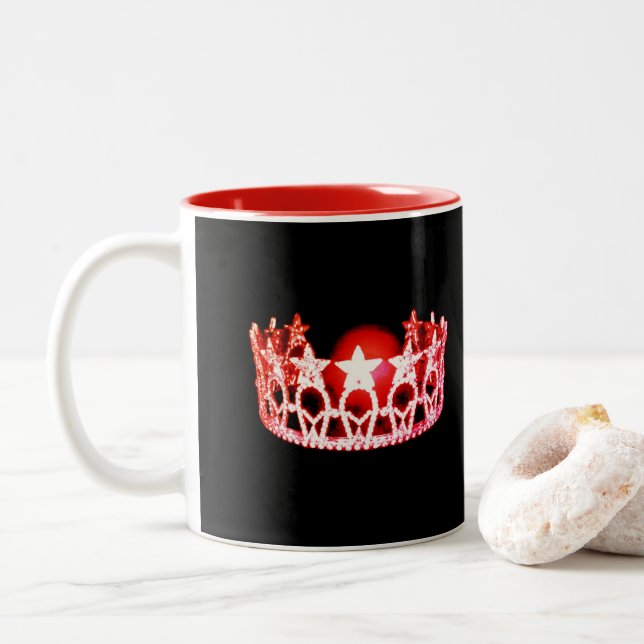 Caneca De Café Em Dois Tons Miss EUA estilo Red Crown Mug (Com Donut)
