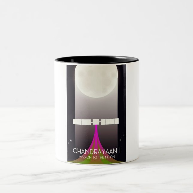 Caneca De Café Em Dois Tons Missão espacial Chandrayaan-1 à Lua (Centro)