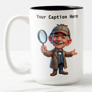 Caneca De Café Em Dois Tons Mistério personalizável de desenho do investigador