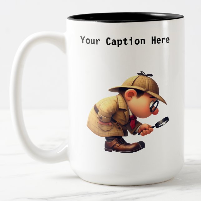 Caneca De Café Em Dois Tons Mistério personalizável de desenho do investigador (Criador carregado)