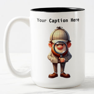 Caneca De Café Em Dois Tons Mistério personalizável de desenho do investigador