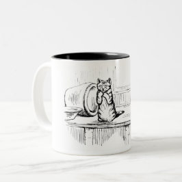 Caneca De Café Em Dois Tons Mittens the Kitten (Gato Assustado) (Beatrix Potte