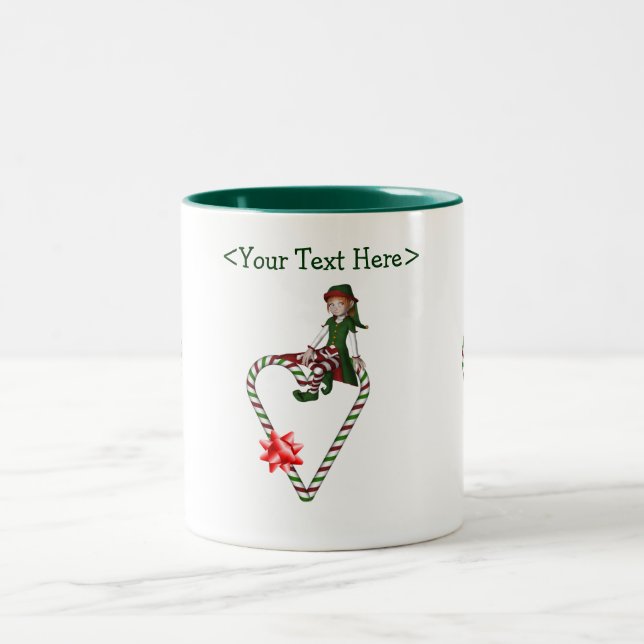 Caneca De Café Em Dois Tons Moça Elf Heart Personalizado Feriado de Natal (Centro)
